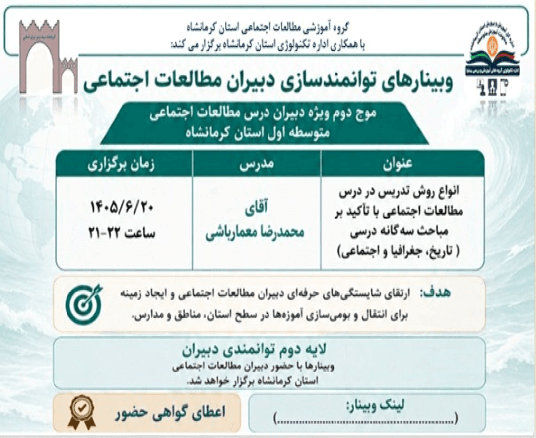 انواع روش تدریس در درس مطالعات اجتماعی با تاکید بر مباحث سه گانه درسی (تاریخ، جغرافیا،اجتماعی)